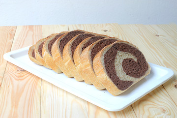 Freshly bread, Whole wheat bread baked at home very healthy, Two Tone Rye Bread.