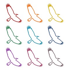 Crow (Raven) vector silhouette icons set 