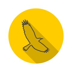 Crow (Raven) vector silhouette icon with long shadow