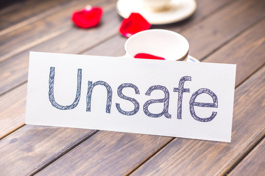 unsafe to safe on white paper