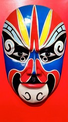 Chinese Traditional Opera Mask on red background