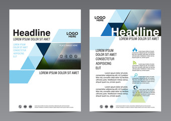 Blue Triangle Geometric Pattern background. Brochure Annual Report Flyer design template. Leaflet cover Presentation. illustration vector in A4 size