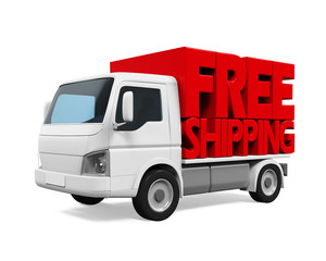 Delivery Van with Free Shipping Text