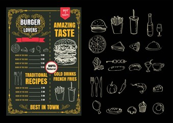 Restaurant Fast Foods menu burger vector format eps10 - 113679714