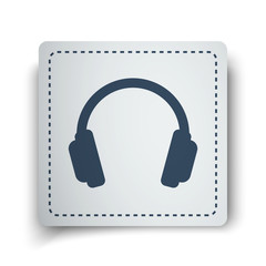 Black Headphones icon on white sticker