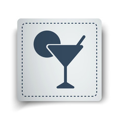 Black Cocktail icon on white sticker