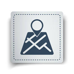Black Map Pointer icon on white sticker