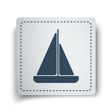 Black Sailboat icon on white sticker