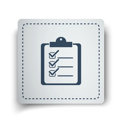 Fototapeta na wymiar Black Clipboard Checklist icon on white sticker