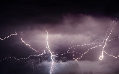 Heavy summer storm bringing thunder, lightnings and rain