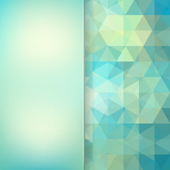 abstract background consisting of green, blue triangles and matt glass