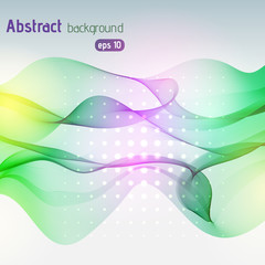 Vector abstract colorful waves background. Pink, yellow, green colors