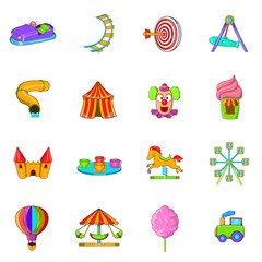 Amusement Park icons set, cartoon style