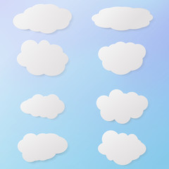 Collection clouds. Set of clouds. Elements cloud design. Clouds of white paper. Abstract clouds. Vector illustration.
