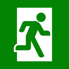 Emergency exit sign. Vector flat illustration