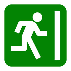 Emergency exit sign. Vector flat illustration