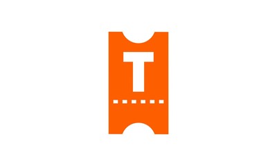 T letter ticket icon logo