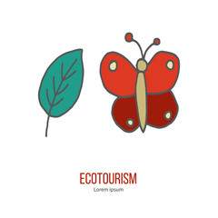 Vector ecotourism design element isolated on white