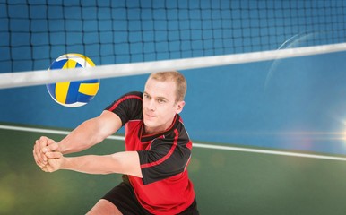 sportsman posing while playing volleyball