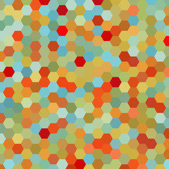 abstract background consisting of red, blue, green, orange hexag
