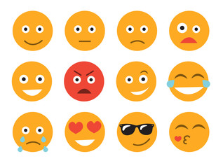 Emoticon vector illustration. Set emoticon face on a white background. Different emotions collection