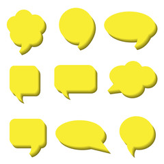 Blank empty white speech bubbles. Volumetric Stickers of speech bubbles vector set