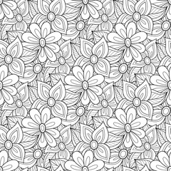 Vector Seamless Monochrome Floral Pattern