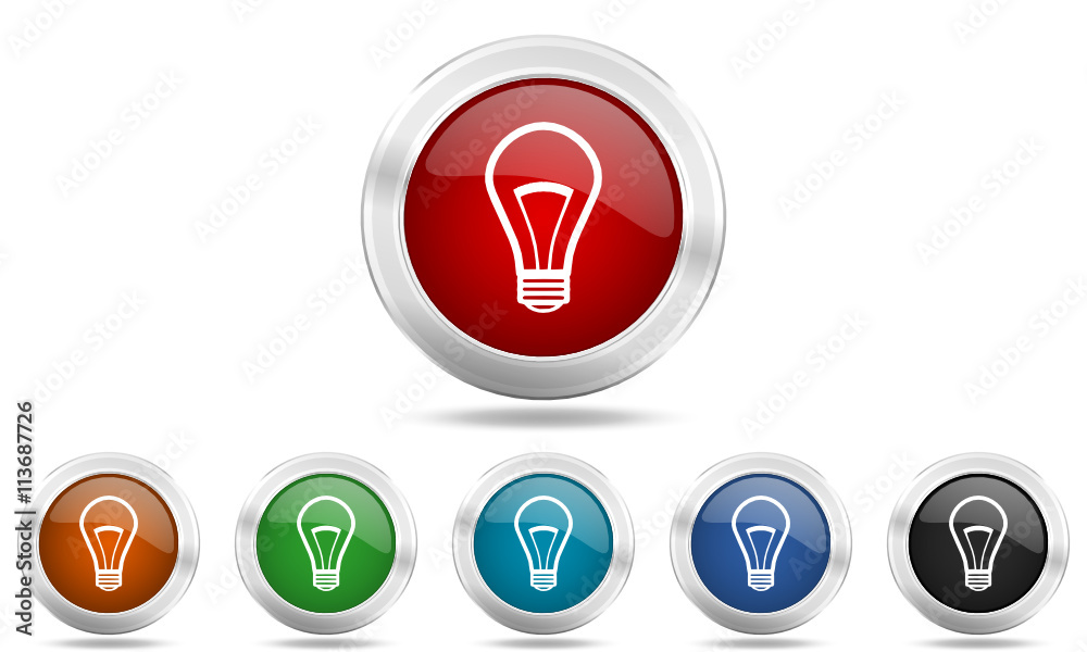 Aufkleber colored metallic glossy web bulb vector icon set