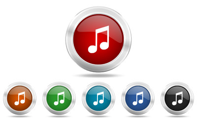 Colored metallic glossy web audio vector icon set