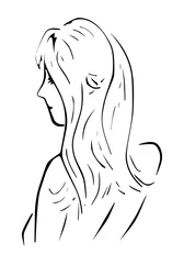 Poster Zwart wit illustratie van vrouw met een blote rug © emieldelange
