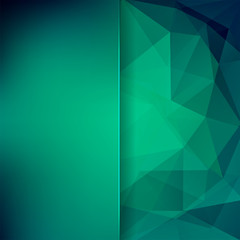 abstract background consisting of green triangles and matt glass
