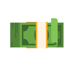 Stack of dollars. Big pile of cash. Vector flat illustration isolated on white background.