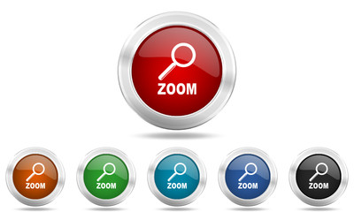Web glossy colored vector zoom icon set