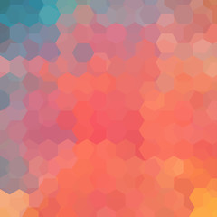 abstract background consisting of orange, blue, yellow hexagons