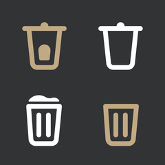 Set of trash bin vector icon. Flat design style