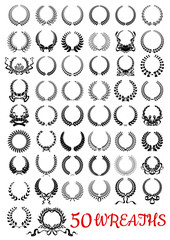 Laurel and floral wreaths heraldic symbols 