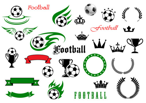 Football or soccer game symbols for sport design