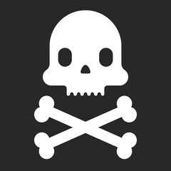 Cartoon skull icon. Halloween design element. Pirate flag. Vector flat illustration.