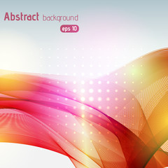 Colorful smooth light lines background. Pink, red, yellow colors
