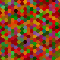 abstract background consisting of red, green, brown hexagons