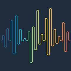 Colorful sound wave background. Equalizer, swing and music. Vector illustration