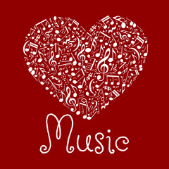 Obrazy na Plexi  Kochający muzyczny symbol serca składający się z nut