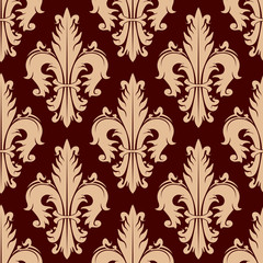 Fleur-de-lis seamless pattern with curly leaves