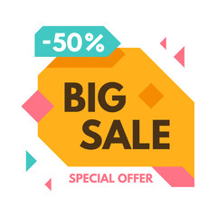 Big 50% off sale banner. Vector illustration.