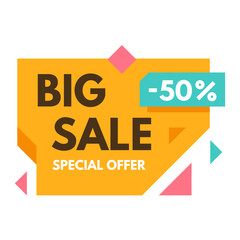 Big 50% off sale banner. Vector illustration.