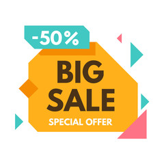 Big 50% off sale banner. Vector illustration.