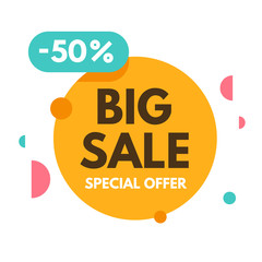 Big sale banner. Special offer. 50% off. Sale background. Sale poster. Sale vector illustration.