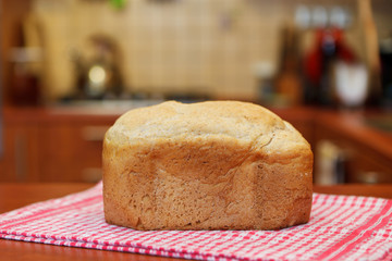 Freshly baked bread on a kitchen table