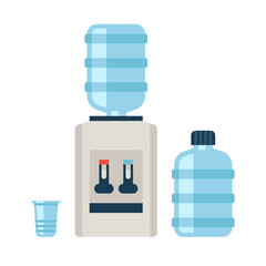 Water cooler. Refreshment and bottle office, plastic and liquid. Vector illustration