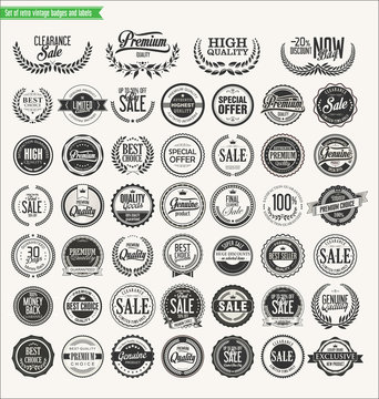 Retro vintage badges and labels collection